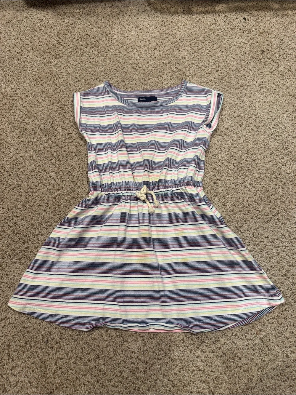 GAP Girls' Striped Knit Dress in Blue, Pink, Yellow, Cream